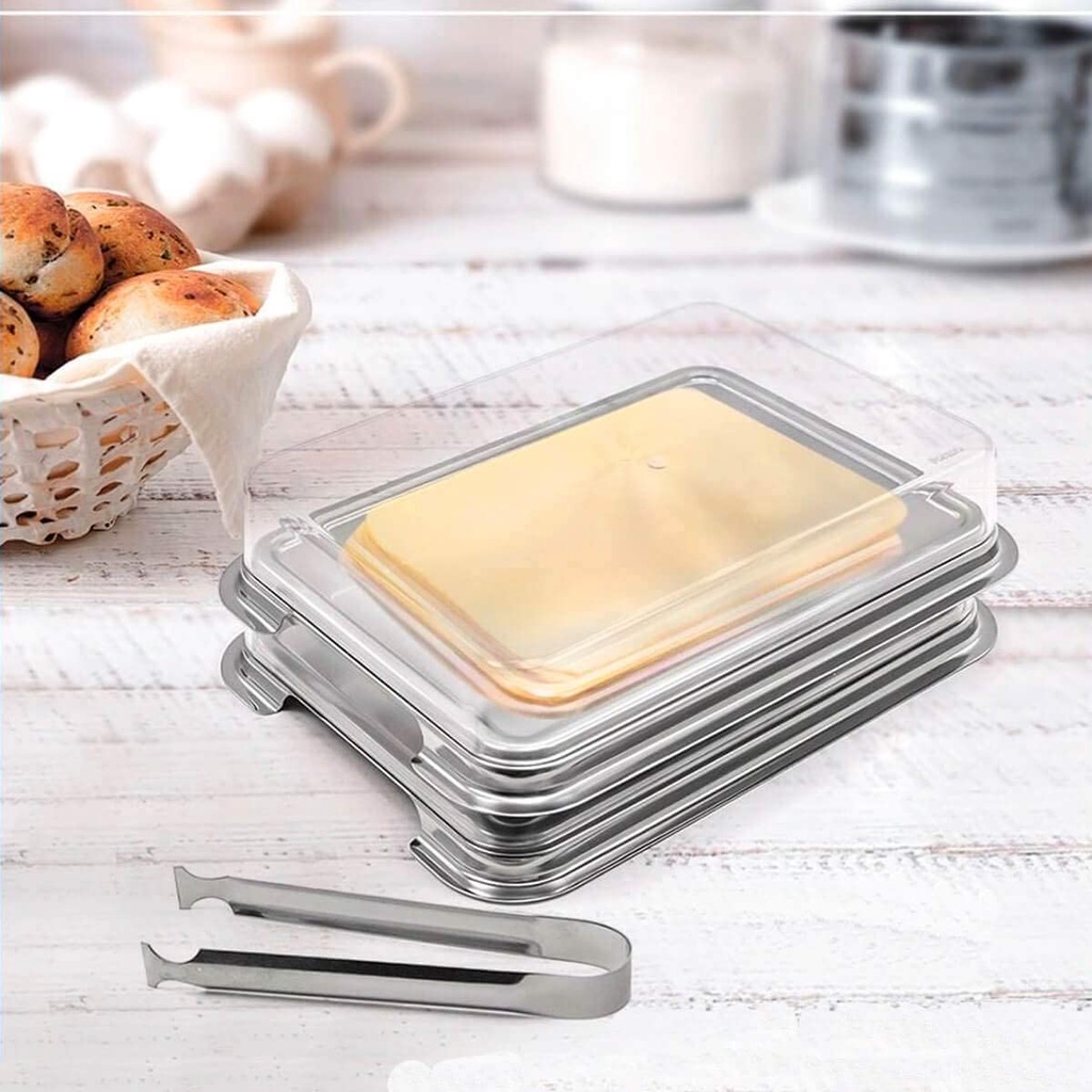 Conjunto 2 Porta Frios Vision Com Pinça  Para Geladeira Top Duplo Ideal para Geladeira presunto queijo salame