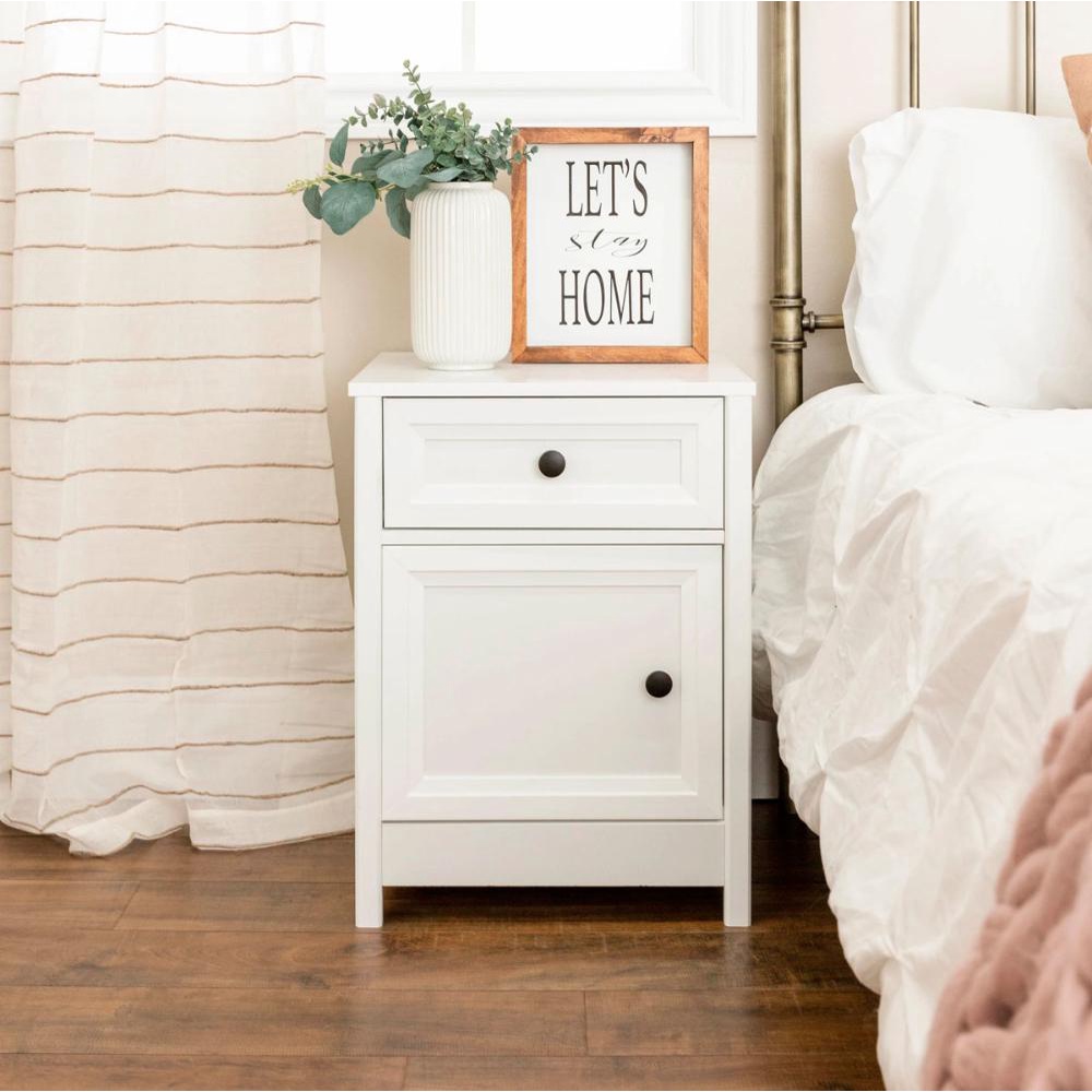 Mesa de Cabeceira Ditália 1 Gaveta 1 Porta DM-114 Branco em Oferta na Shopee