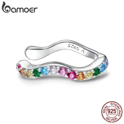 (1 Peça) Bamoer Clip De Prata Arco-Íris Para Mulher 925 Brincos Punk Jewelry Jóias De Presente Feminino E Masculino SCE894