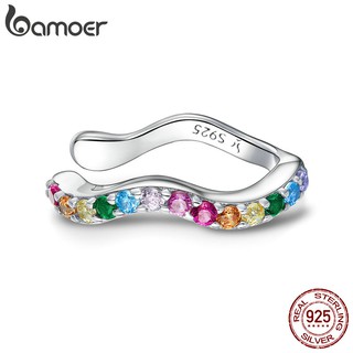 (1 Peça) Bamoer Clip De Prata Arco-Íris Para Mulher 925 Brincos Punk Jewelry Jóias De Presente Feminino E Masculino SCE894