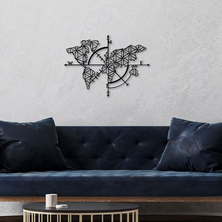 Quadro Decorativo Mapa Bússola Minimalista Preto em Oferta na Shopee