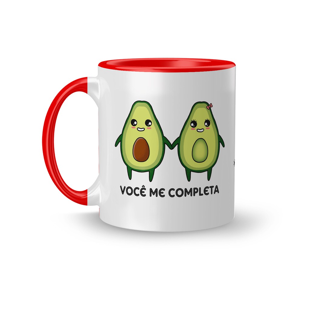 Caneca Personalizada Romântica / Namorados - Você me Completa, Te Amo - Abacate