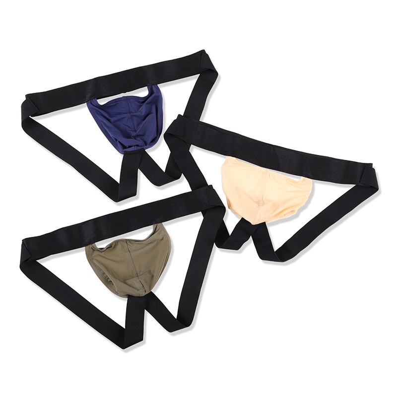 Homens Jockstrap Cintura Preta Larga Alças Laterais Cueca Tangas Sem Encosto De Seda Gelo