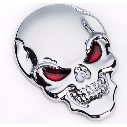 Adesivo Carro Moto Caveira Crânio Metal 3d Cromo Cromado