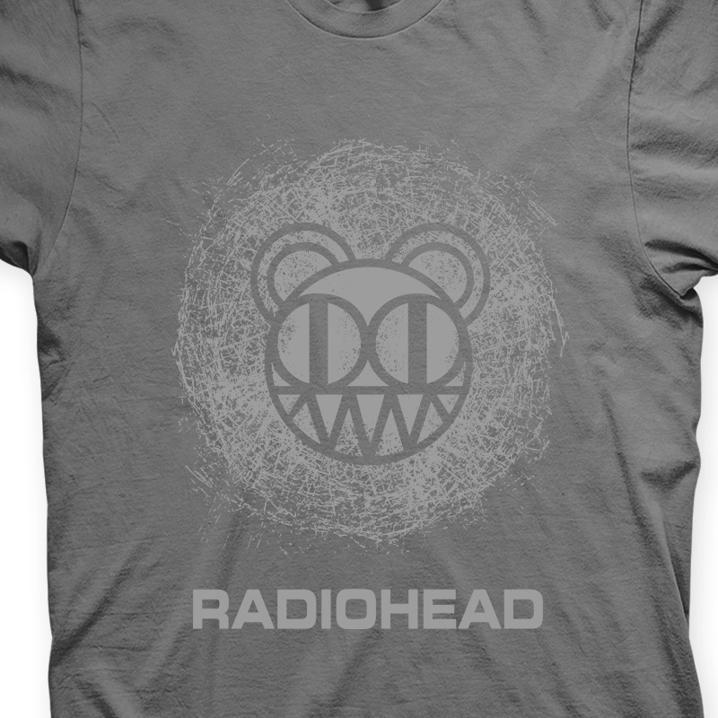Camiseta Radiohead Estampa Cinza em várias cores em Silk 100% Algodão