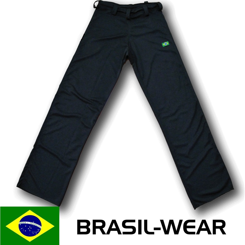 Calça de Capoeira Abada Preto em Helanca Poliamida Brasilwear gratis Fita Senhor do Bonfim