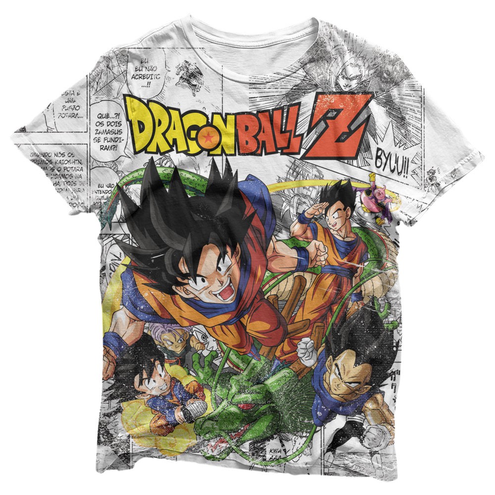 Camisa Dragon Ball Z Mangá - Camisas Dragon Ball Z Estampa Total