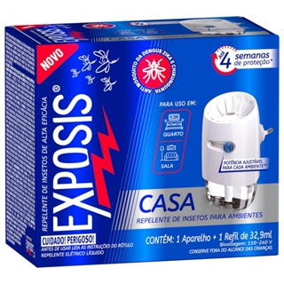 Kit 1 Aparelho Elétrico + Refil Repelente Líquido Exposis Casa 32,9ml em Oferta na Shopee