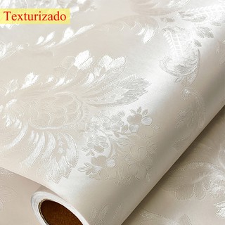 Adesivo Papel De Parede Para Quarto Sala Arabesco Branco Gelo Texturizado