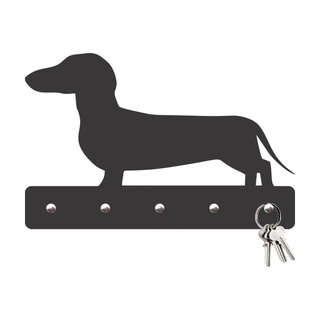 Porta Chaves Cachorro Salsicha MDF Preto Fosco