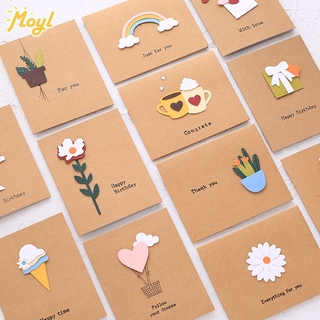 Cartão De Papel Kraft 3d Sauda / Desejos / Obrigado / Vintage / Envelope / Feliz Ano Novo