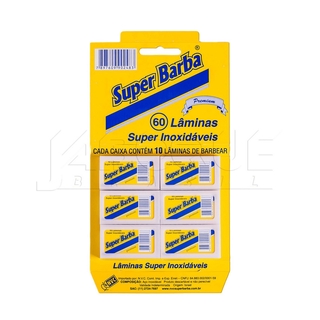 Lâmina de Barbear Super Barba Cartela Com 60 Lâminas