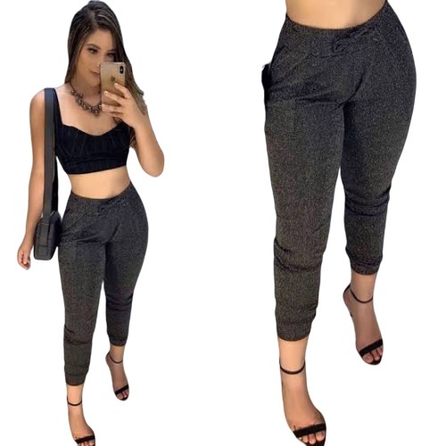 calça jogger feminina brilhosa