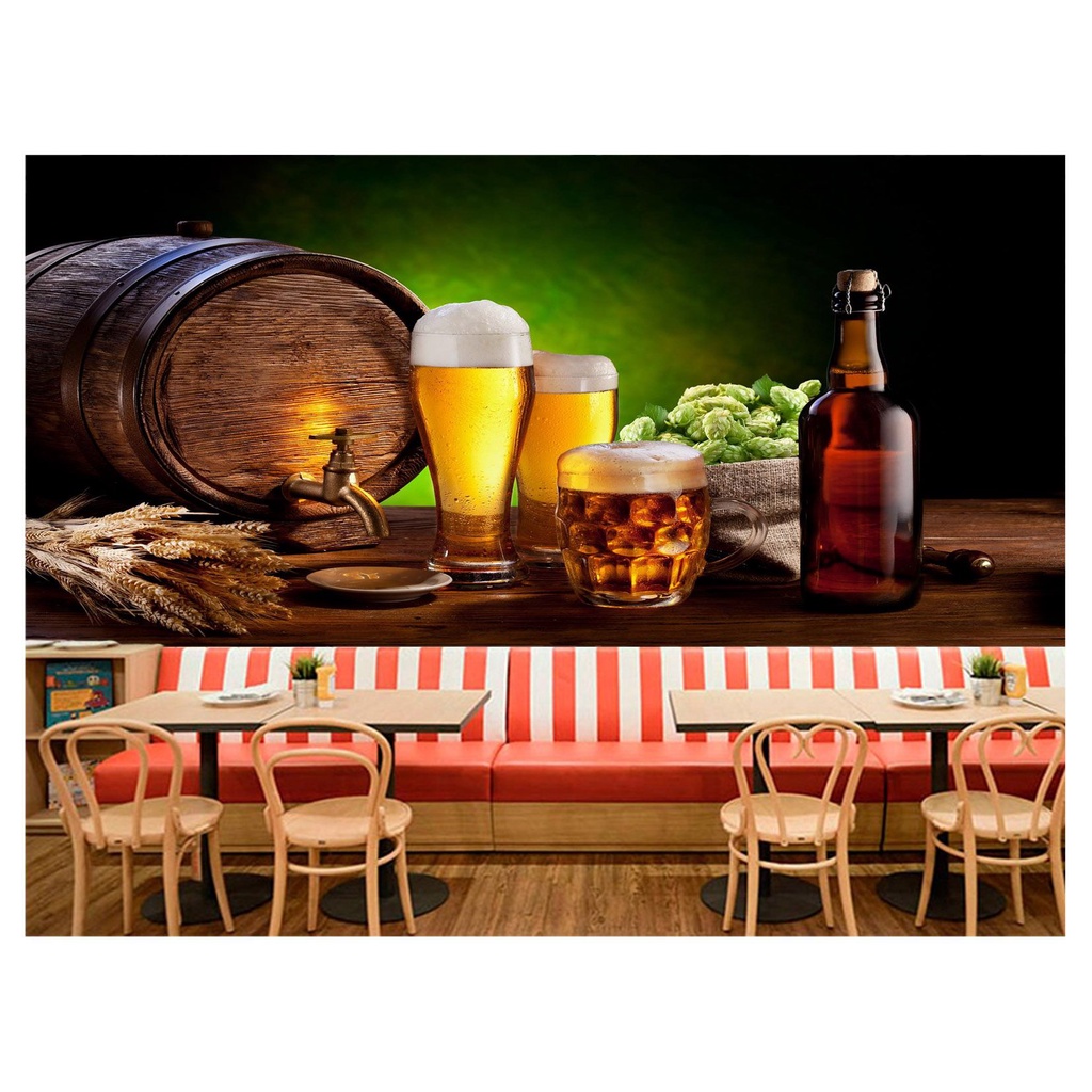 papel de parede Cerveja bebida barril cevada 3D 6m² AL63