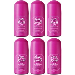 Kit 6 Desodorante Leite De Rosas Roll On 50ml Tradicional