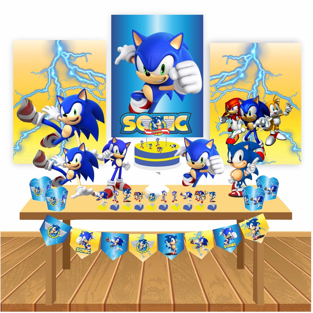 Kit Festa Sonic Infantil Decoração Aniversário só um bolinho em Casa em Oferta na Shopee