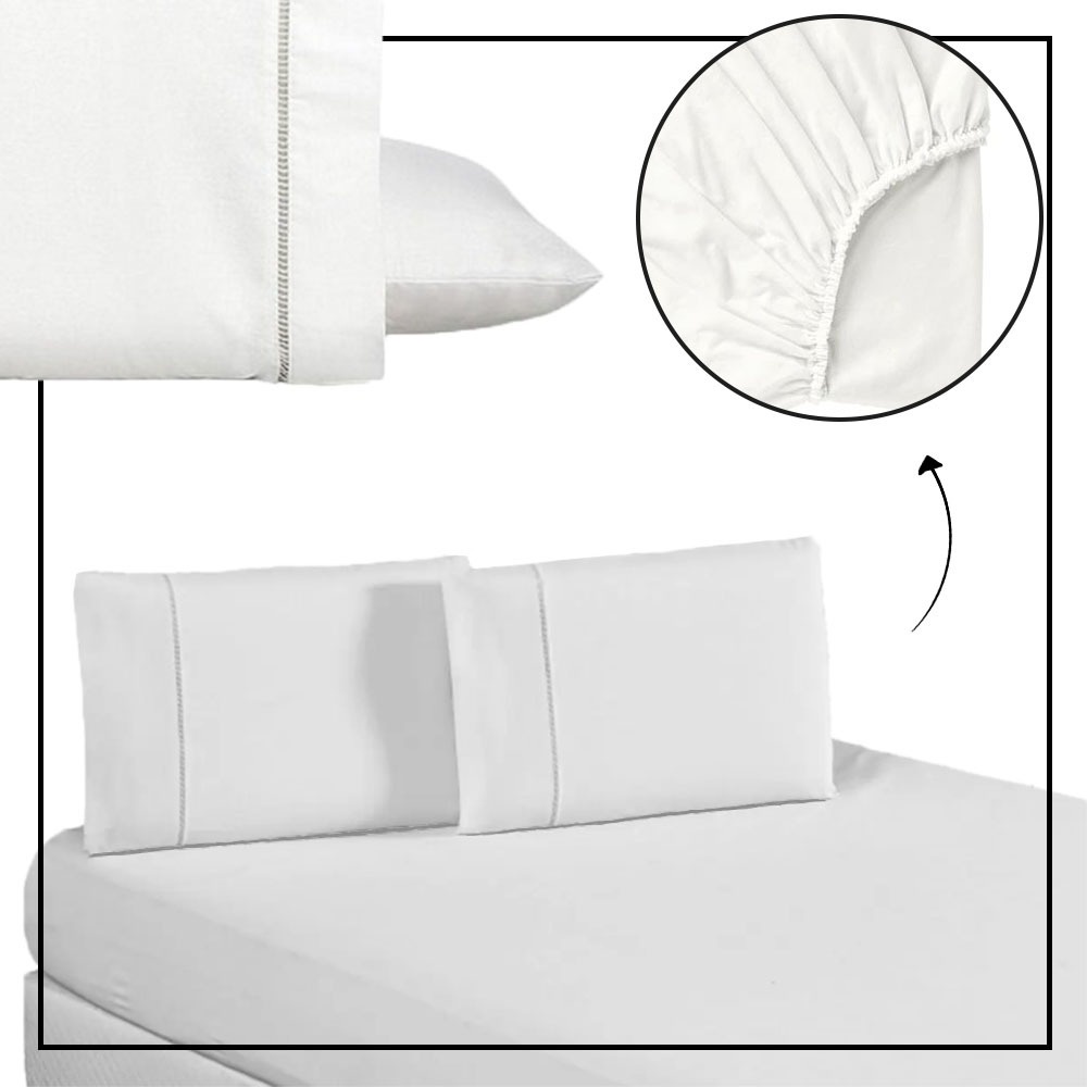 Jogo De Lençol Casal Padrão Percal 180 Fios - Jogo De Cama Com 3 Peças