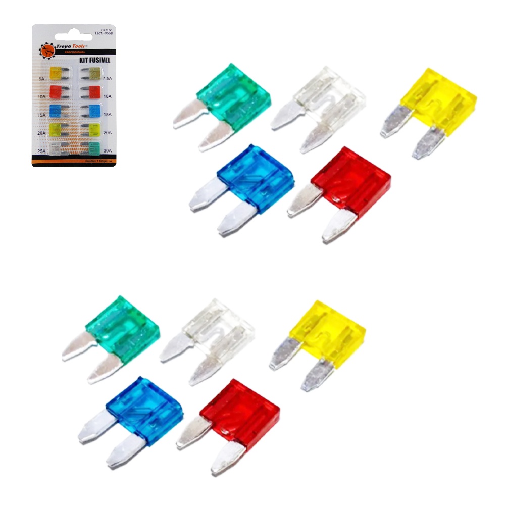 KIT DE FUSÍVEL PARA AUTOMÓVEL LAMINA MINI COM 10 PEÇAS