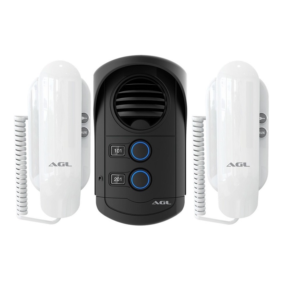 KIT PORTEIRO ELETRÔNICO COLETIVO 2 PONTO S100 SLIM AGL