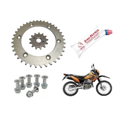 Kit Coroa E Pinhão 6 Parafuso Honda Xr 250 Tornado Aço 1045 38d 13d