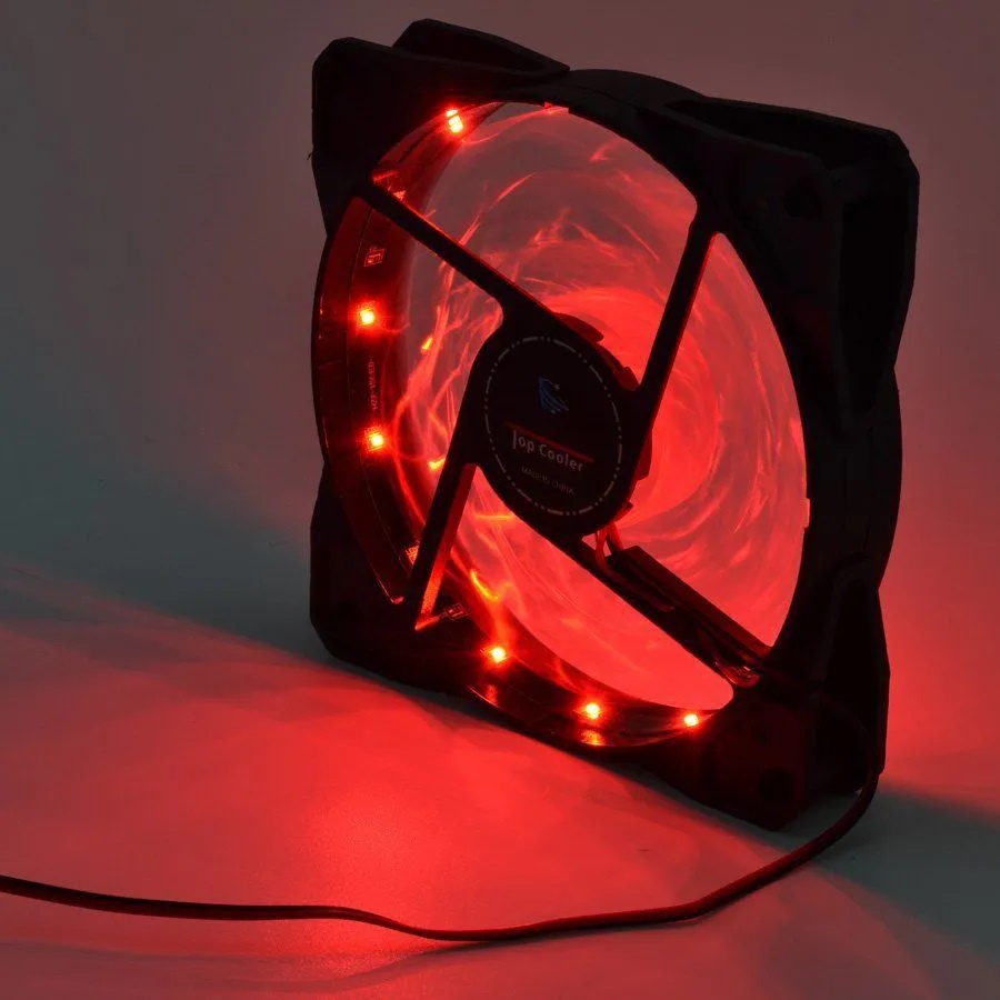 Microventilador Gabinete 80mm Cristal Vermelho LED Sleeve Bearing 80x80x25mm Fan Cooler
