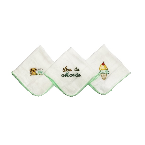 Kit 3 Paninhos de Boca Fralda Bebe Super Macia