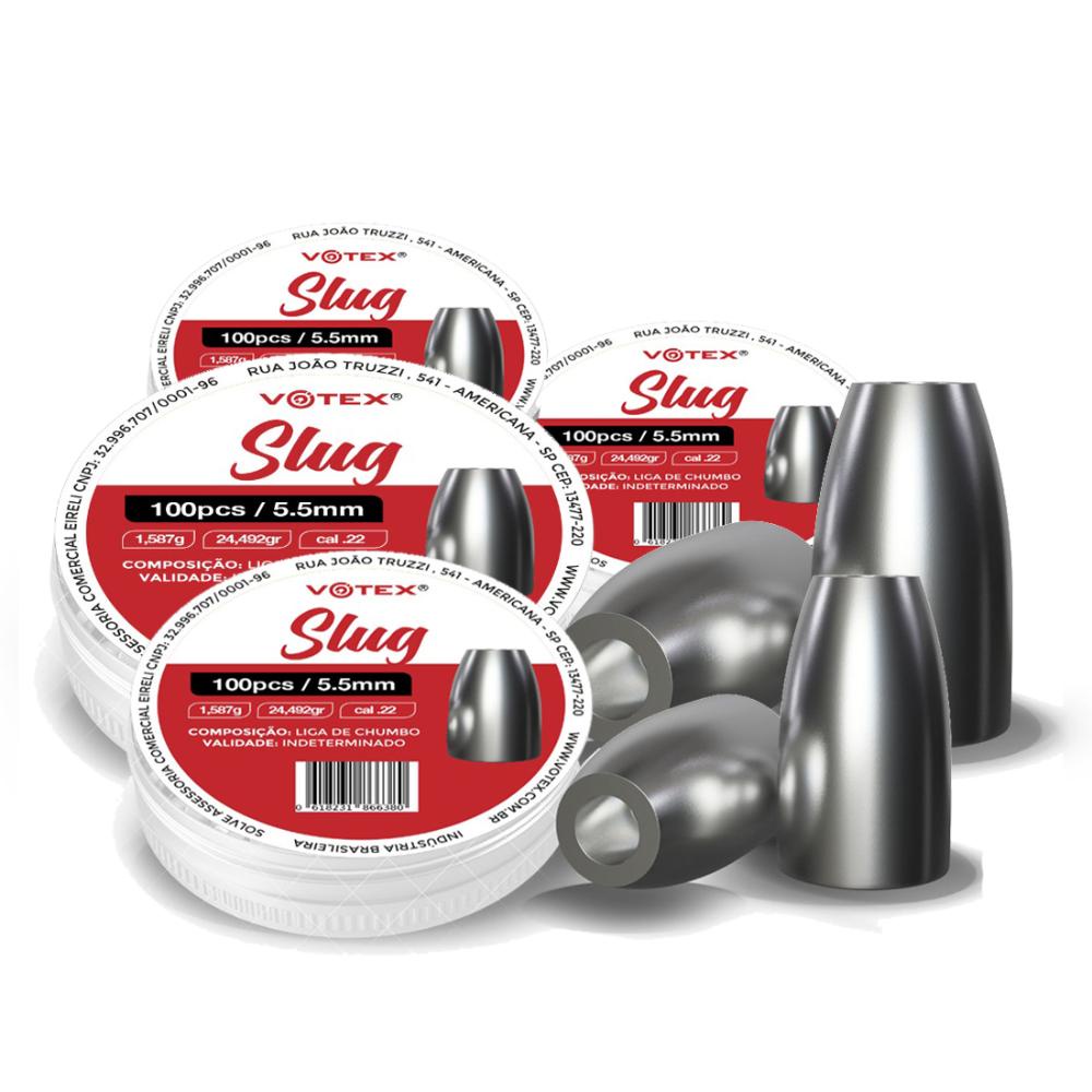 4 Chumbinhos Slug 5.5mm 1,587g 400 Unidades - Votex