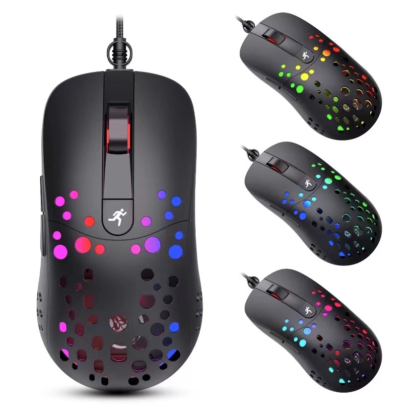 Mouse Gamer Led Rgb Óptico 3200 Dpi Ergonômico preto em Oferta na Shopee