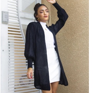 Cardigan Feminino Manga Princesa Bufante Inverno Casaco Trico