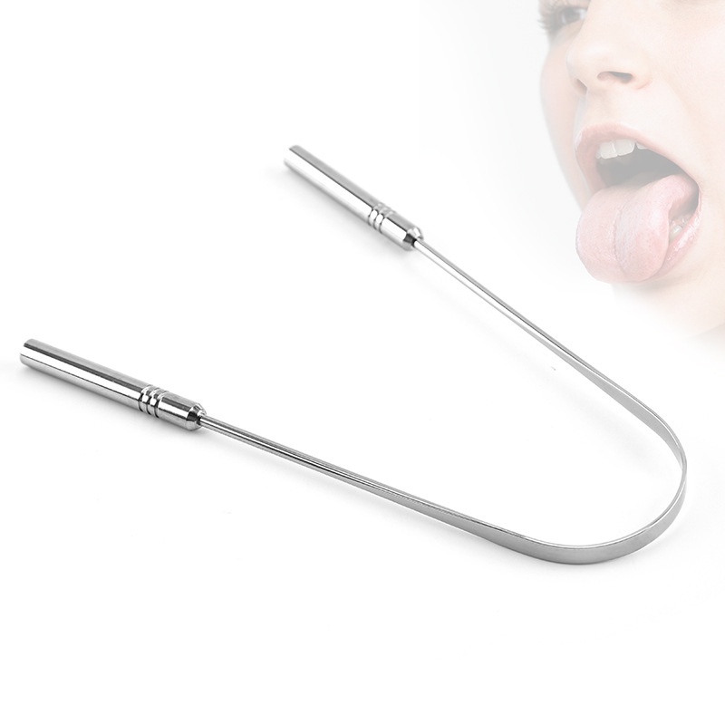 Limpador De Língua, Raspador Oral de Aço Inox, Higiene Bucal