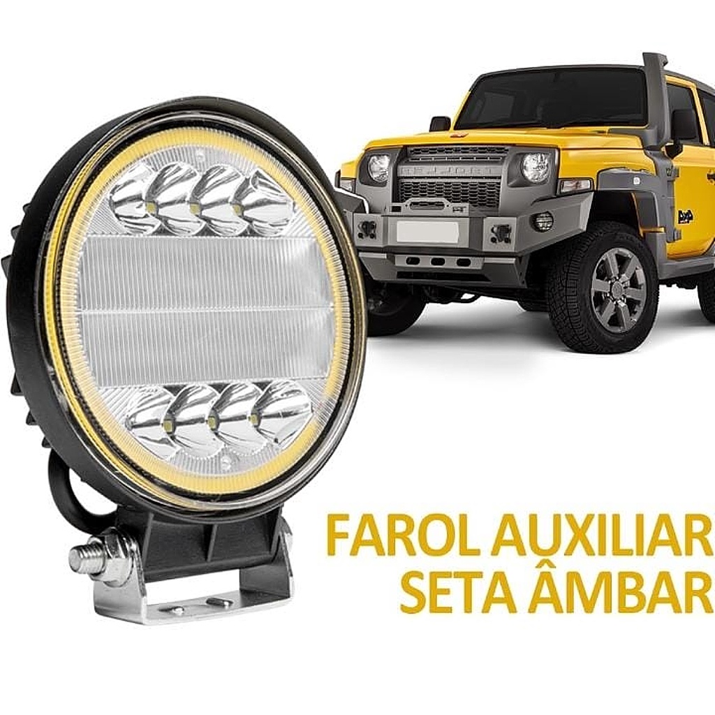 Farol Milha Led 72w Redondo 12/24v Âmbar Strobo Guincho YX-72W em Oferta na Shopee