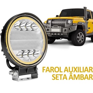 Farol Milha Led 72w Redondo 12/24v Âmbar Strobo Guincho YX-72W em Oferta na Shopee