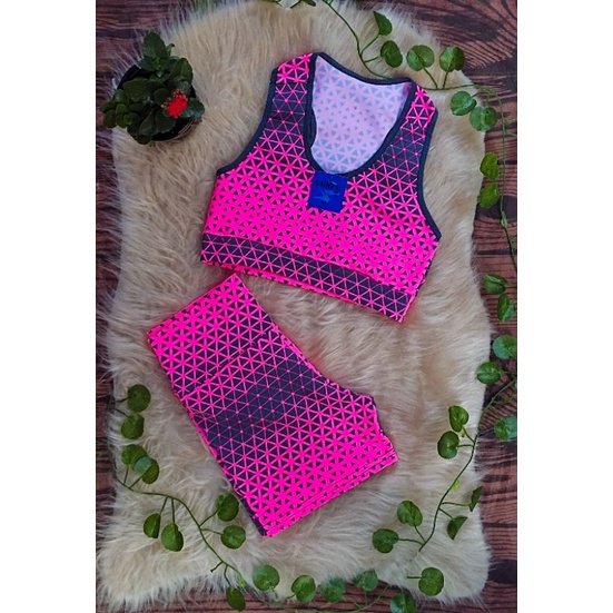 Conjunto de academia premium estampado fitness.