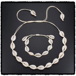 Colares e Pulseiras de Conchas para Mulheres - Gargantilha e Pulseiras de Trança Feitas à Mão com Charme Natural do Mar - Presentes de Amizade para Meninas