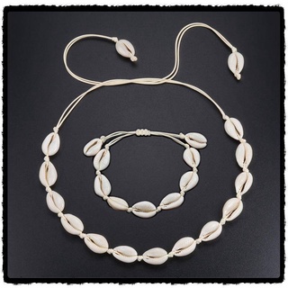 Colares e Pulseiras de Conchas para Mulheres - Gargantilha e Pulseiras de Trança Feitas à Mão com Charme Natural do Mar - Presentes de Amizade para Meninas