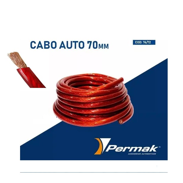 Rolo Fio Cabo Permak Som Automotivo 70mm 100% Cobre