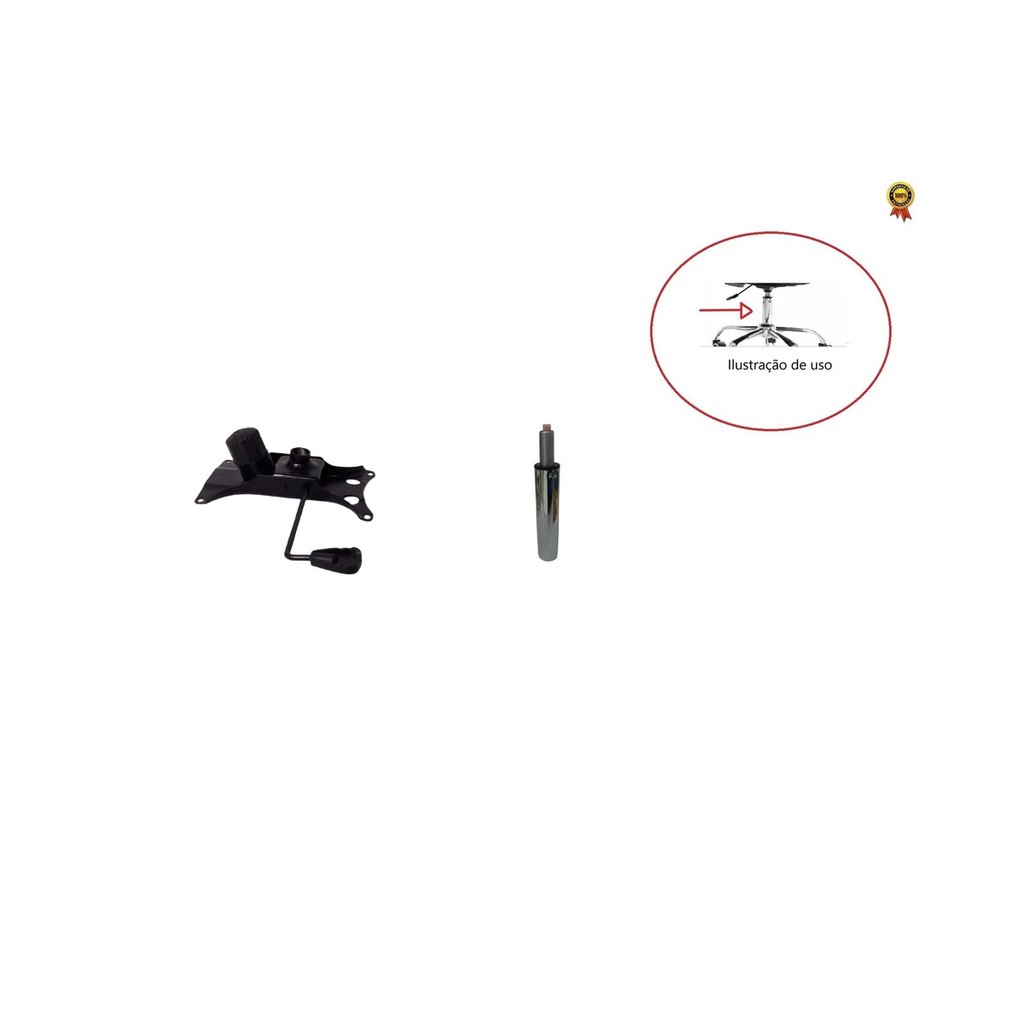 TROCAR FOTO Kit Conserto de Cadeira Pistão Cromado Á Gás Coluna Para Cadeira 150 Kg + Flange 25,5 Cm