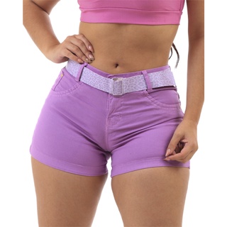 Short Feminino Curto Brim C/lycra Lilas Super confortável