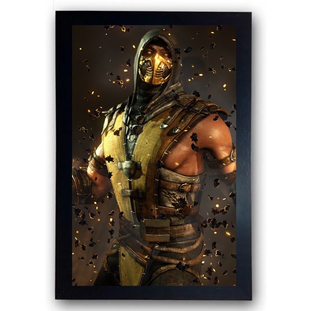 Quadro Game Mortal Kombat Scorpion Moldurado Cod.13