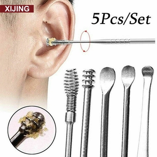 5pcs/set Earpick Curette Ferramenta De Limpeza Removedor De Cera De Orelha