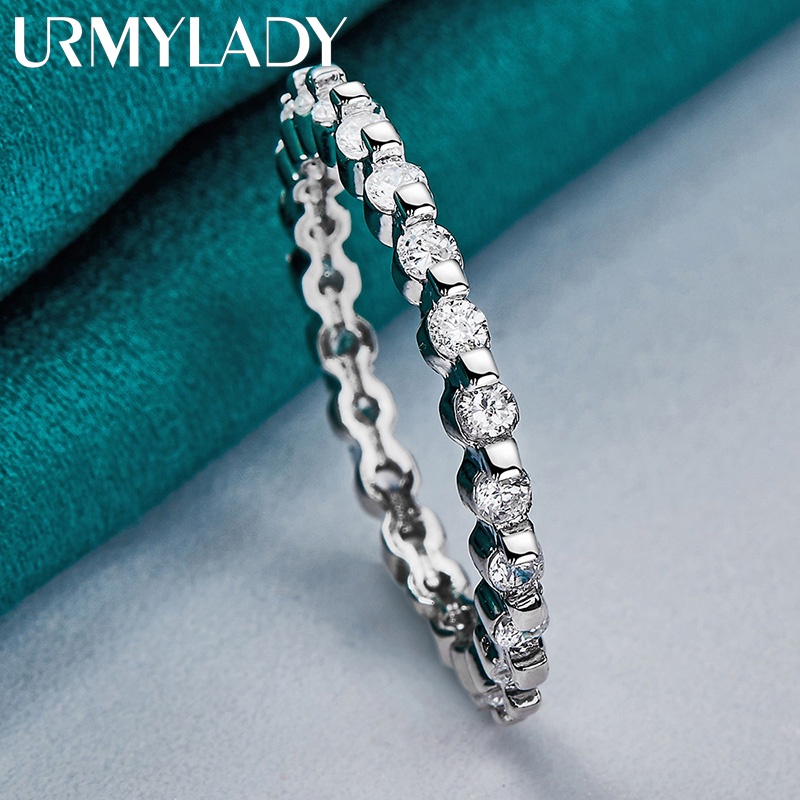 URMYLADY 925 Prata Esterlina Cheio AAA Zircon 7-10 # Anel Para Mulheres Noivado Moda Charme Joias