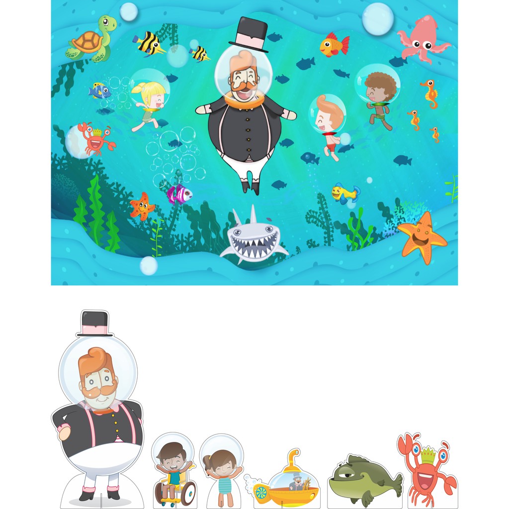 Mini Kit Display + Painel Festa Infantil Bita Fundo Do Mar