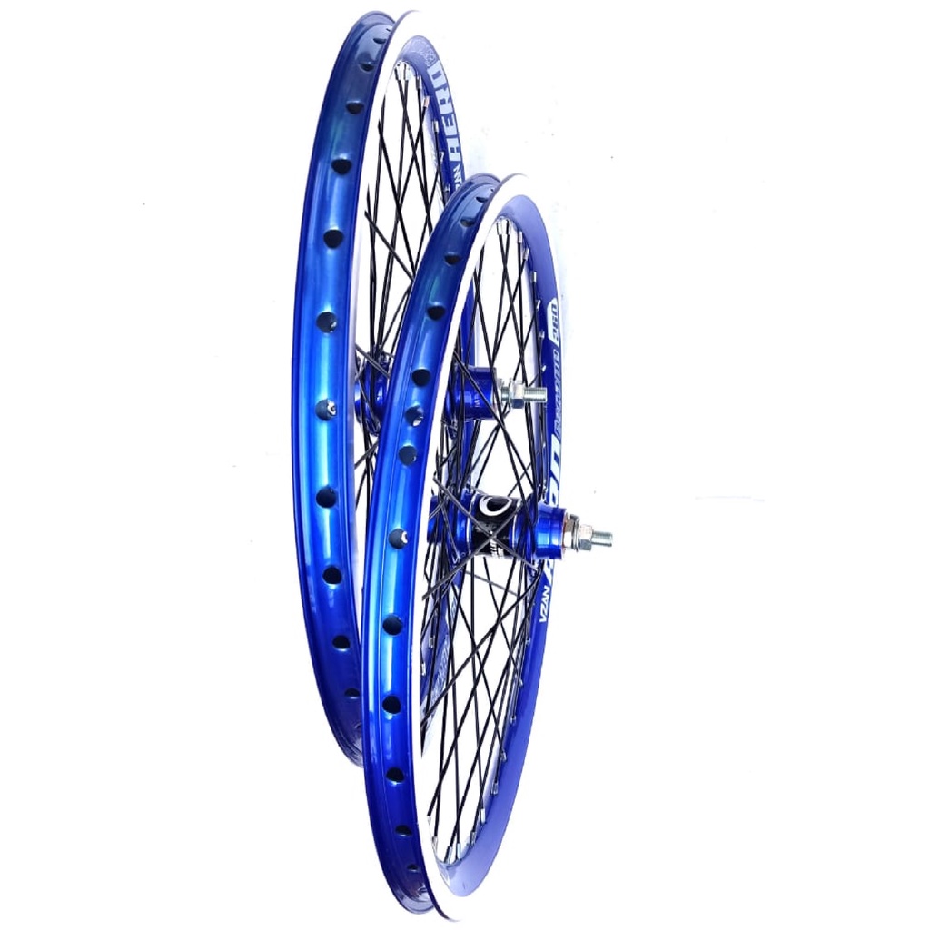 Par De Roda  20  Aero Bike Aro Duplo Cubo Rolamento Raios  Grosso