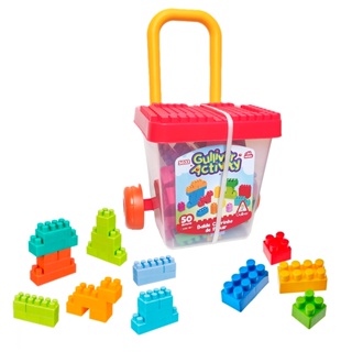 Balde Carrinho de Puxar Com 50 Blocos De Montar Brinquedo Gulliver Activity em Oferta na Shopee
