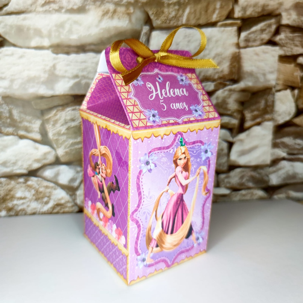 20 Caixinhas Milk Personalizadas RAPUNZEL em Oferta na Shopee