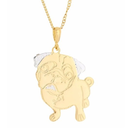Pingente Cachorro Raça Pug Folheado a Ouro 18k