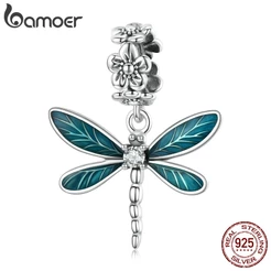 Bamoer Pingente de Libélula Prata 925 com Abertura 4.5mm para DIY de Joias BSC521​