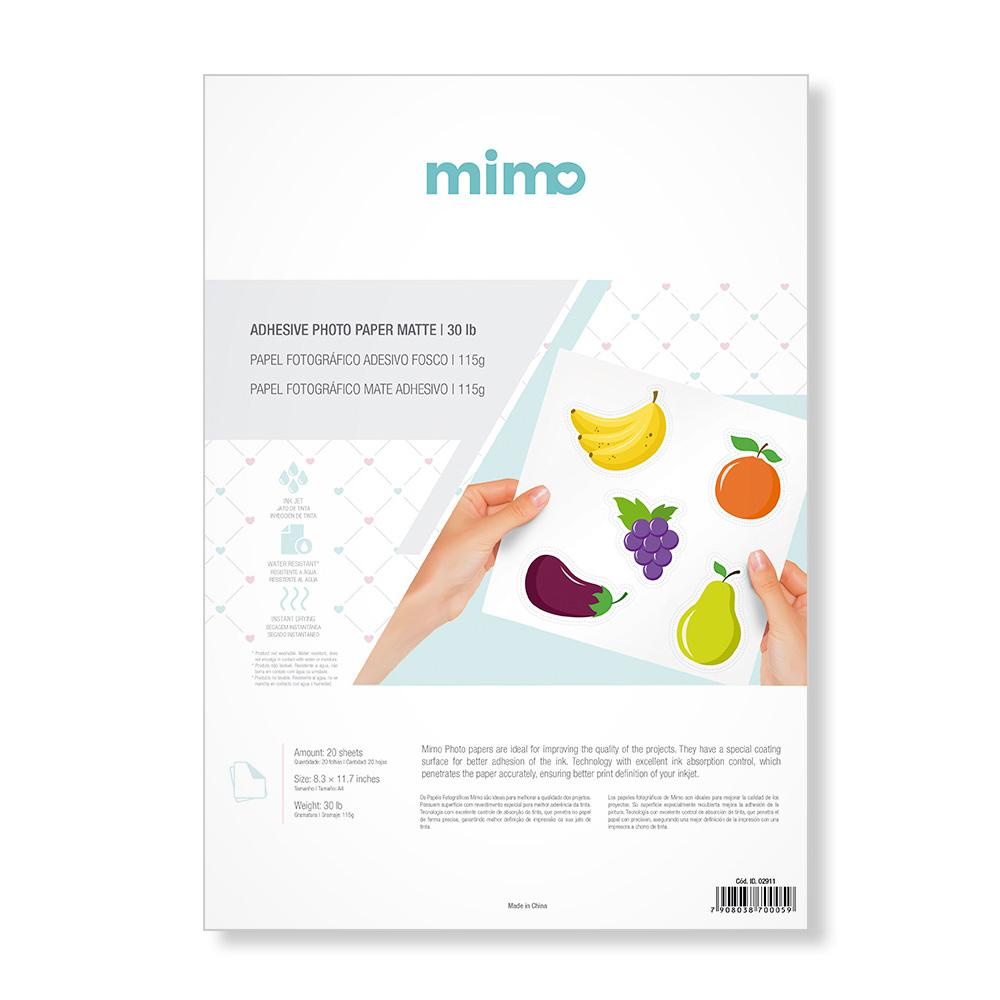 Papel Fotográfico Adesivo Fosco Mimo - 115 gr - A4 - 20 unds em Oferta na Shopee