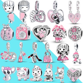925 Série De Contas Rosa Prata É Adequada Para A Marca original Pulseira Charme DIY Acessórios Garotas Da Moda , Que Vendem Bem Em 2022