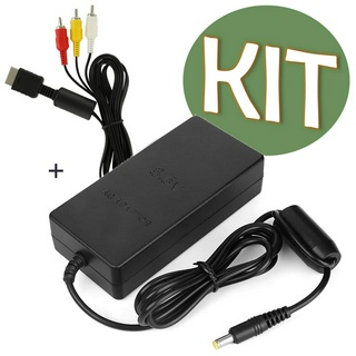 Kit Ps2 Fonte Compatível Ps2 Slim Bivolt + Cabo Av Rca Áudio Vídeo